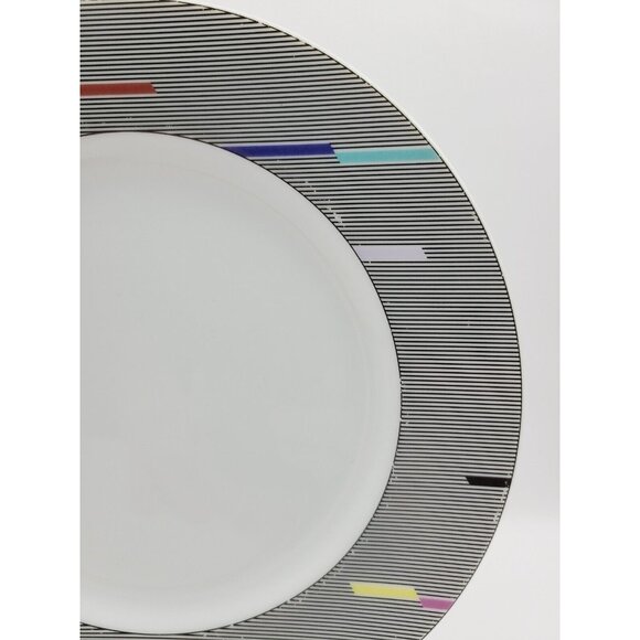 Studio Nova Parade Salad Plate Rad 80's Geometric Black Stripes Design - Picture 3 of 8